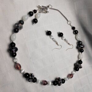 No.4 Handmade set:  necklace and earrings with handmade lampwork glass beads
